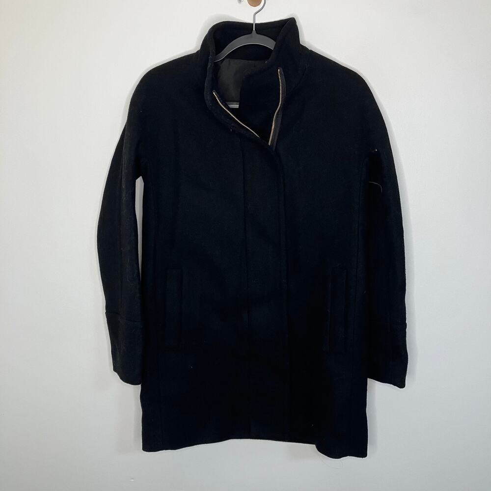 NWT J. CREW City Coat Black Wool Blend 2 - Picture 2 of 6